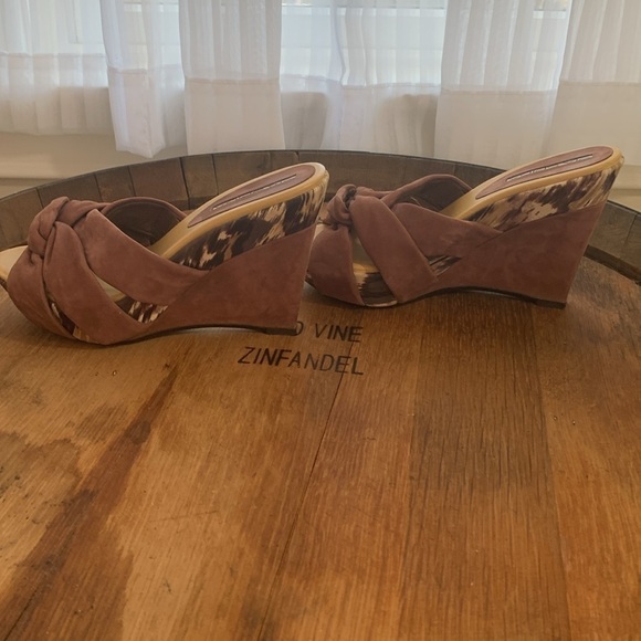 Via Spiga | Brown Suede Slip On Platform Heels 6.5 - Picture 9 of 17